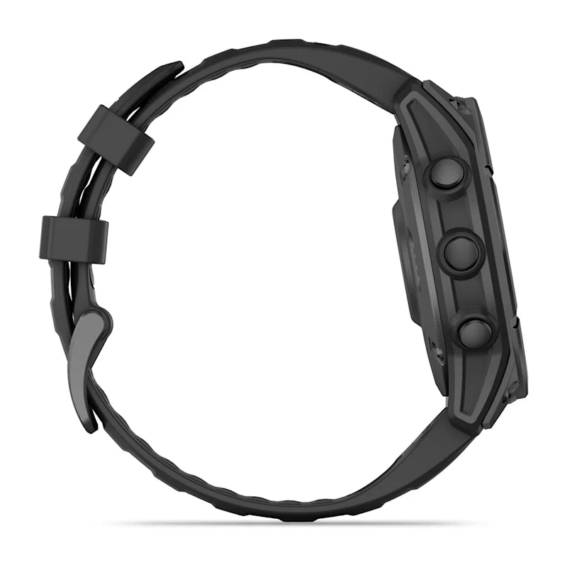 Garmin Fenix ​​E, 47 mm AMOLED, acero gris pizarra con correa de silicona negra (010-03025-03)