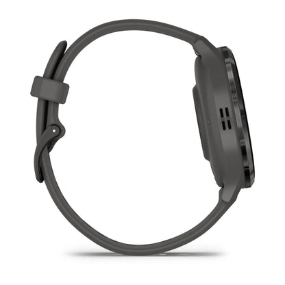 Garmin Venu 3S, bisel de acero inoxidable color pizarra de 41 mm con caja gris guijarro y correa de silicona (010-02785-00)