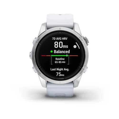 Garmin Epix Pro (Gen 2), edición estándar de 42 mm en color plateado con correa de color blanco (010-02802-00)