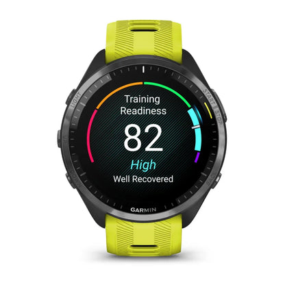 Garmin Forerunner 965, Carbon Gray DLC Titanium Bezel with Black Case and Amp Yellow/Black Silicone Band (010-02809-02)