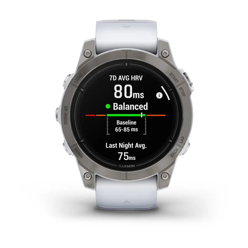 Garmin Epix Pro (Gen 2), edición zafiro de 47 mm, titanio con correa de piedra blanca (010-02803-20)