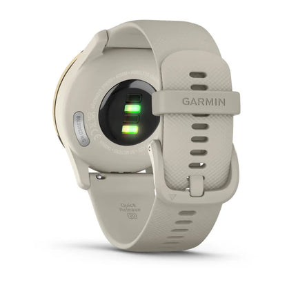 Garmin Vívomove Trend Bisel de acero inoxidable dorado crema con caja gris francesa y correa de silicona (reacondicionado certificado por Garmin) 