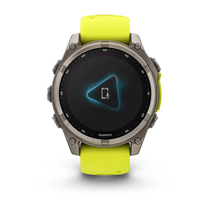 Garmin Fenix ​​8, 47 mm AMOLED, correa de silicona de titanio con zafiro solar y amarillo grafito (010-02906-20)