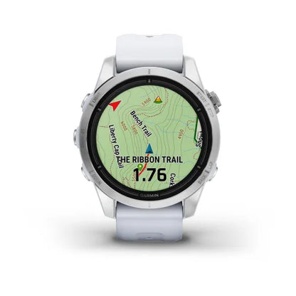 Garmin Epix Pro (Gen 2), edición estándar de 42 mm en color plateado con correa de color blanco (010-02802-00)