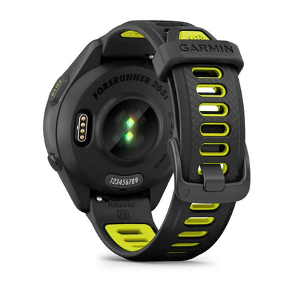 Garmin Forerunner 265S, 42 mm Black Bezel and Case with Black/Amp Yellow Silicone Band (010-02810-03)