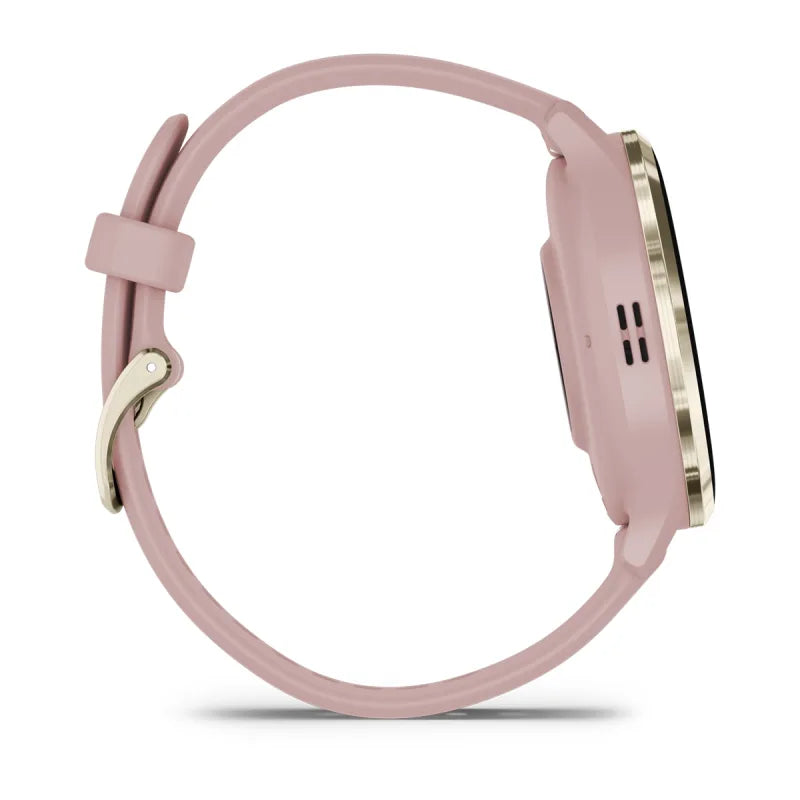 Garmin Venu 3S, bisel de acero inoxidable dorado suave de 41 mm con caja color rosa polvoriento y correa de silicona (010-02785-03)