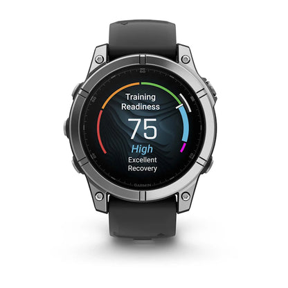 Garmin Fenix ​​E, 47 mm AMOLED, acero inoxidable con correa de silicona negra (010-03025-02)