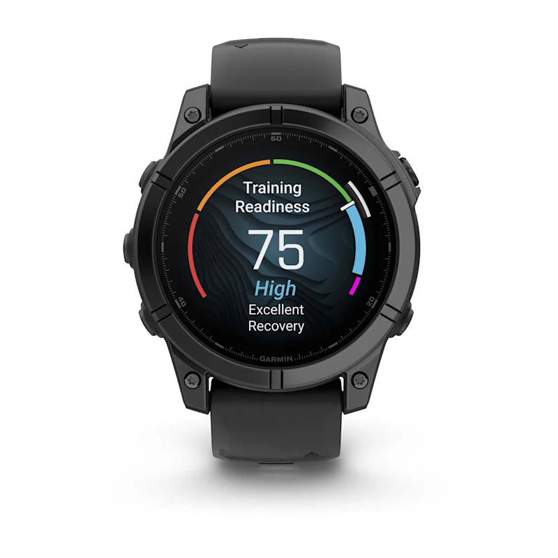 Garmin Fenix ​​E, 47 mm AMOLED, acero gris pizarra con correa de silicona negra (010-03025-03)