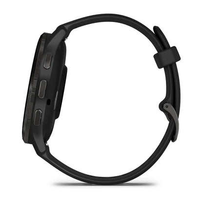 Garmin Venu 3, bisel de acero inoxidable en color pizarra de 45 mm con caja negra y correa de silicona (010-02784-01)