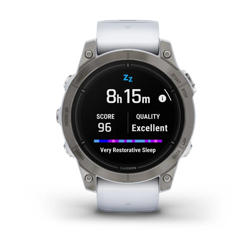 Garmin Epix Pro (Gen 2), edición zafiro de 47 mm, titanio con correa de piedra blanca (010-02803-20)