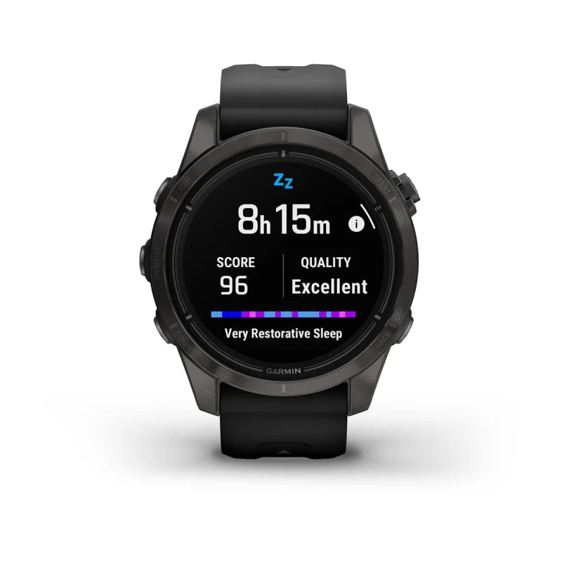 Garmin Epix Pro (Gen 2), edición zafiro de 42 mm, titanio DLC gris carbono con correa negra (010-02802-14)