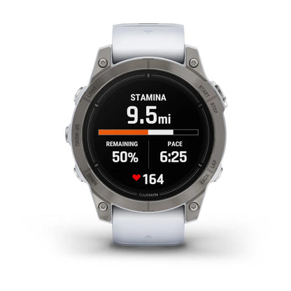 Garmin Epix Pro (Gen 2), edición zafiro de 47 mm, titanio con correa de piedra blanca (010-02803-20)