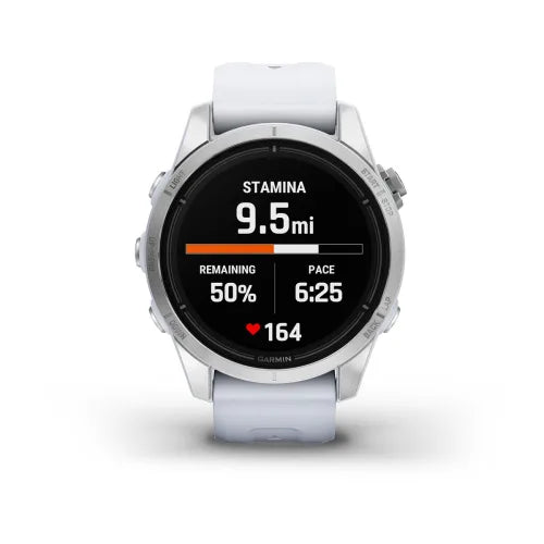 Garmin Epix Pro (Gen 2), edición estándar de 42 mm en color plateado con correa de color blanco (010-02802-00)