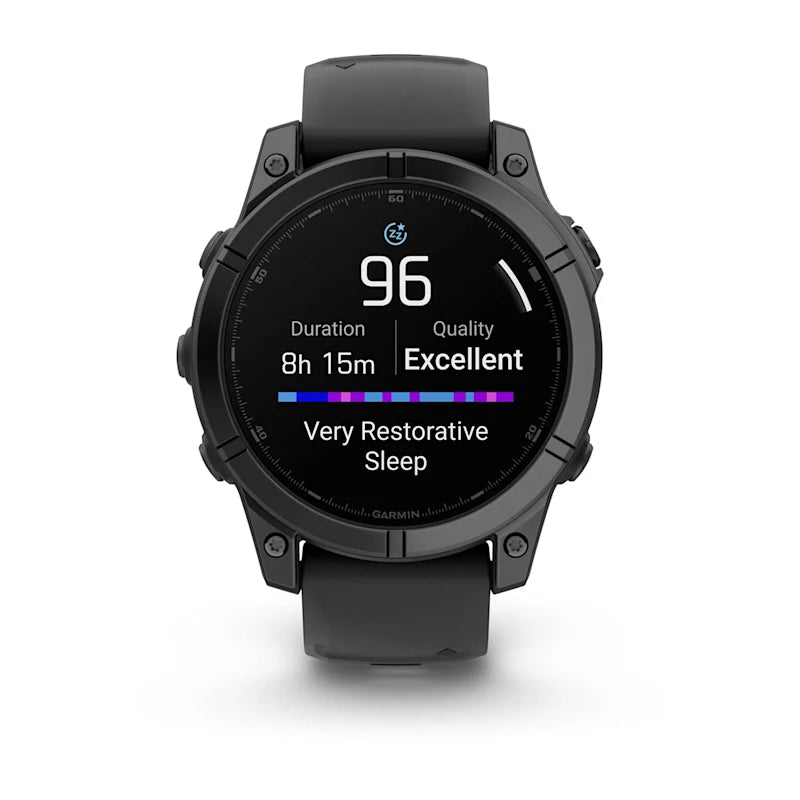 Garmin Fenix ​​E, 47 mm AMOLED, acero gris pizarra con correa de silicona negra (010-03025-03)