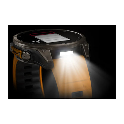 Garmin Fenix ​​8, 47 mm AMOLED Zafiro, Titanio con Correa de Silicona Naranja Brillante/Grafito (010-02904-10)