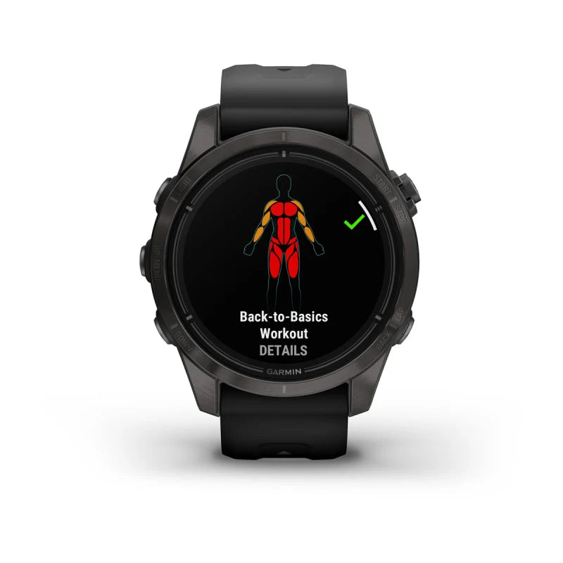 Garmin Epix Pro (Gen 2), edición zafiro de 42 mm, titanio DLC gris carbono con correa negra (010-02802-14)