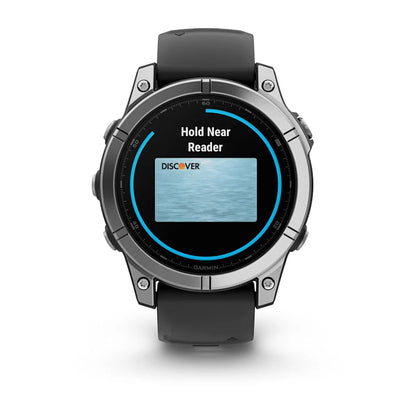 Garmin Fenix ​​E, 47 mm AMOLED, acero inoxidable con correa de silicona negra (010-03025-02)