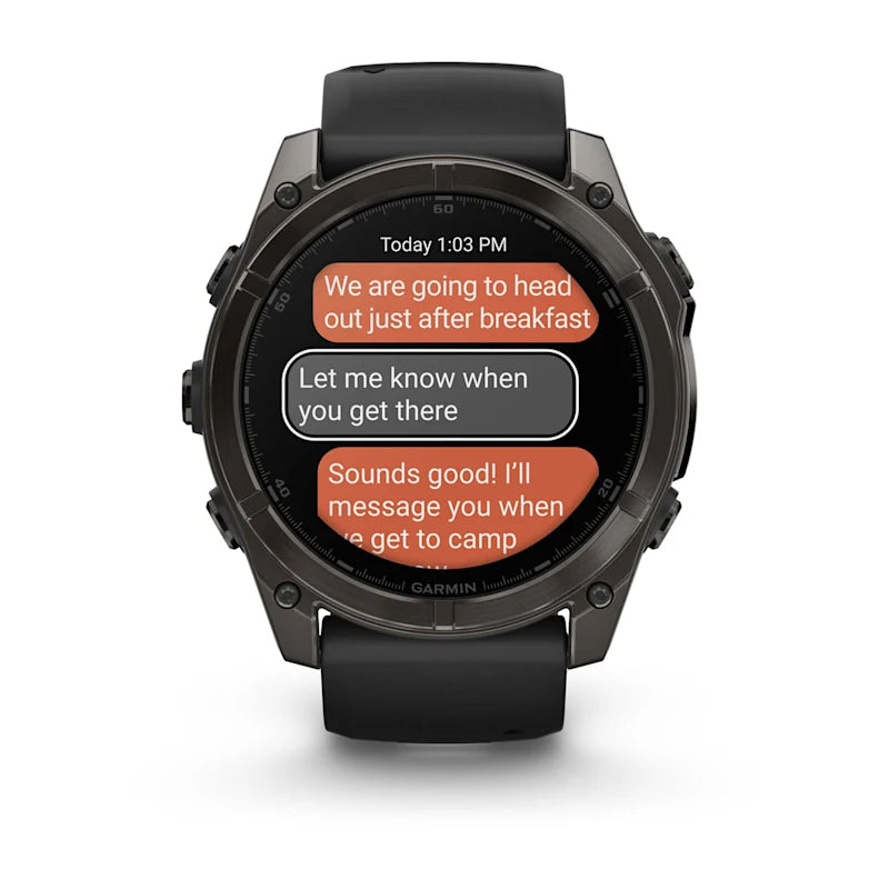 Garmin Fenix 8, 51 mm AMOLED Sapphire, Carbon Gray DLC Titanium with Black/Pebble Gray Silicone Band (010-02905-20)