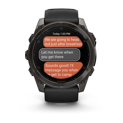 Garmin Fenix 8, 51 mm AMOLED Sapphire, Carbon Gray DLC Titanium with Black/Pebble Gray Silicone Band (010-02905-20)