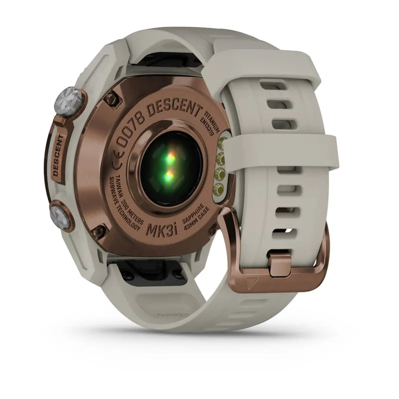 Garmin Descent Mk3i, 43 mm, titanio PVD bronce con correa de silicona gris francesa (010-02753-13)