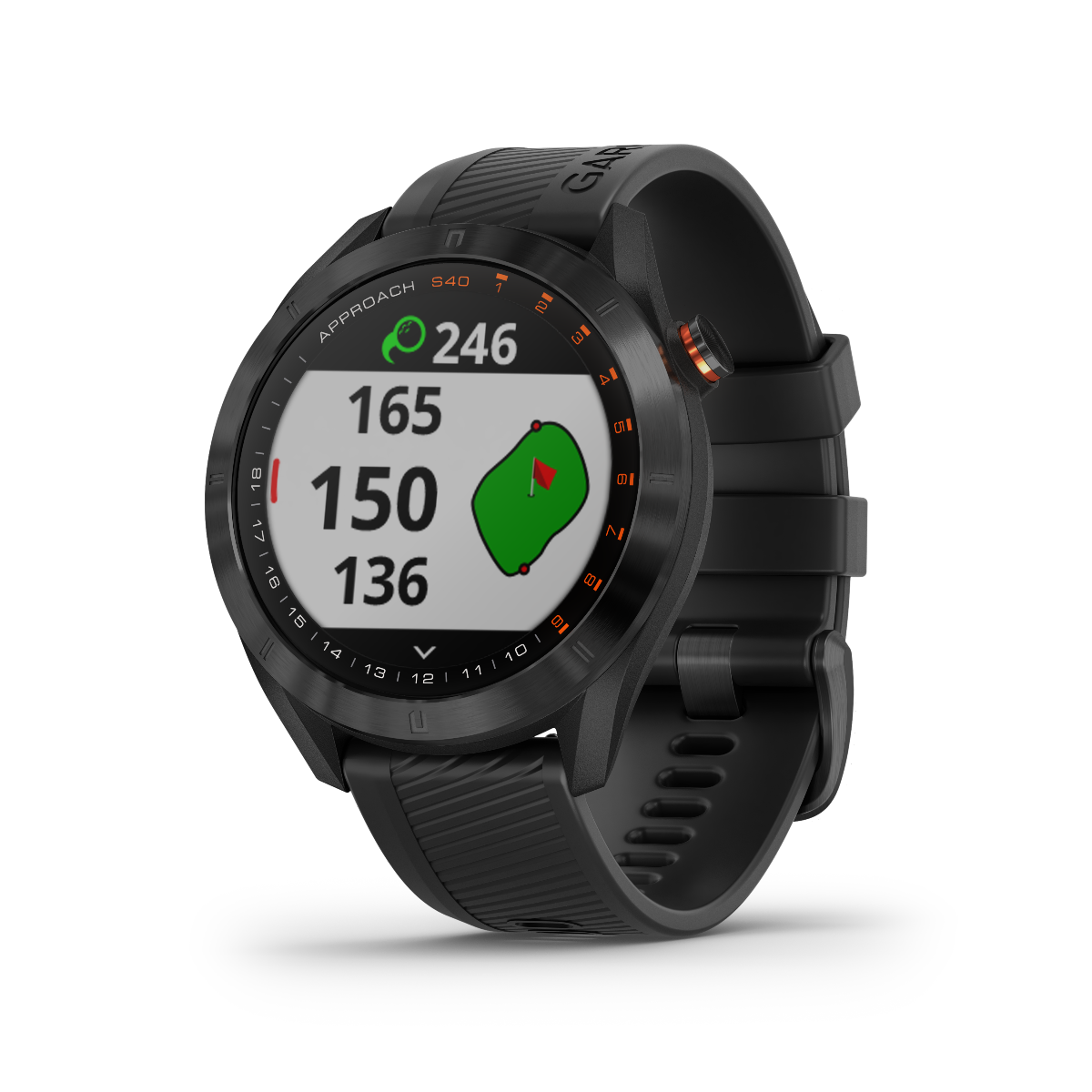 Garmin Approach S40, negro, reloj inteligente con GPS y telémetro para golf (reacondicionado certificado por Garmin)