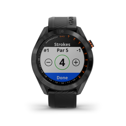 Garmin Approach S40, negro, reloj inteligente con GPS y telémetro para golf (reacondicionado certificado por Garmin)