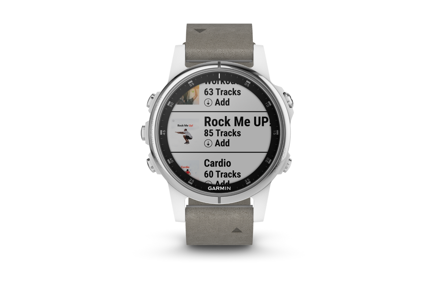 Garmin Fenix 5S Plus Sapphire White w/ Gray Suede (010-01987-04)