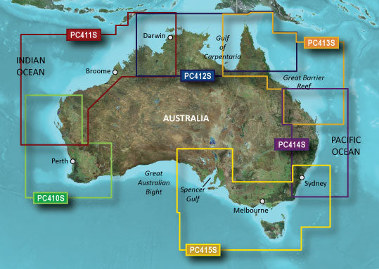 Garmin Australia, Port Stephens to Fowlers Bay Coastal Charts BlueChart g3 | HXPC415S | microSD/SD (010-C0873-20)