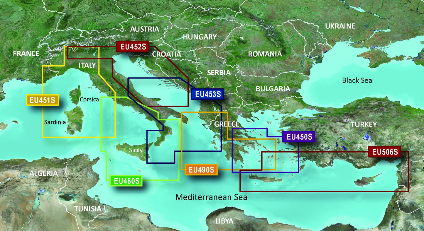 Garmin Greece West Coast and Athens Charts BlueChart g3 Vision | VEU490S | microSD/SD