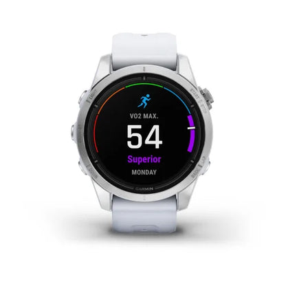 Garmin Epix Pro (Gen 2), edición estándar de 42 mm en color plateado con correa de color blanco (010-02802-00)