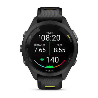 Garmin Forerunner 265S, 42 mm Black Bezel and Case with Black/Amp Yellow Silicone Band (010-02810-03)