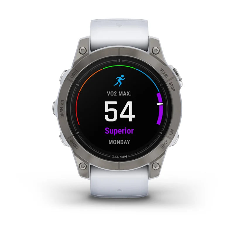 Garmin Epix Pro (Gen 2), edición zafiro de 47 mm, titanio con correa de piedra blanca (010-02803-20)