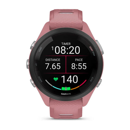 Garmin Forerunner 265S, bisel negro de 42 mm con caja rosa claro y correa de silicona rosa claro/Whitestone (010-02810-05)