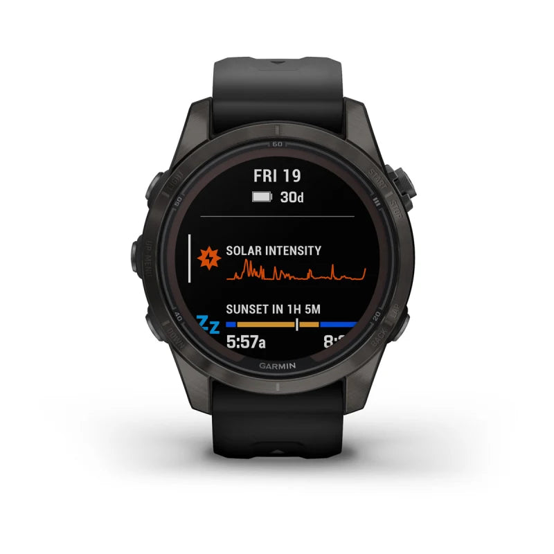 Garmin Fenix 7S Pro Sapphire Solar, Carbon Gray Titanium with Black Band (010-02776-10)