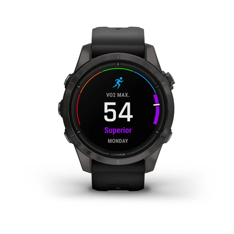 Garmin Epix Pro (Gen 2), edición zafiro de 42 mm, titanio DLC gris carbono con correa negra (010-02802-14)