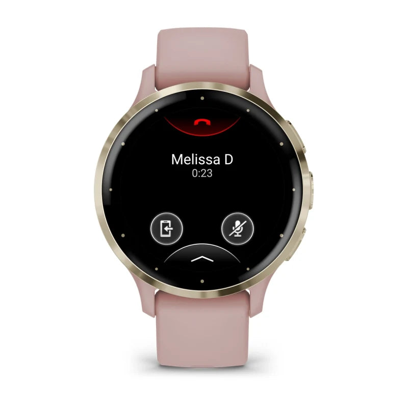 Garmin Venu 3S, bisel de acero inoxidable dorado suave de 41 mm con caja color rosa polvoriento y correa de silicona (010-02785-03)