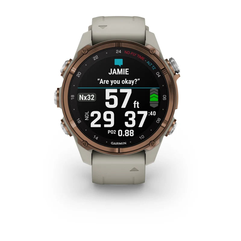 Garmin Descent Mk3i, 43 mm, titanio PVD bronce con correa de silicona gris francesa (010-02753-13)