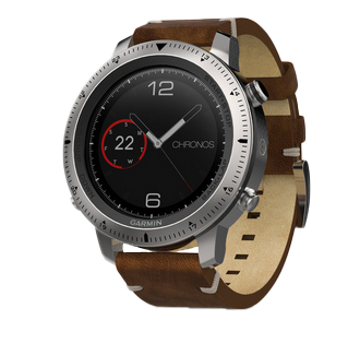 Reloj inteligente Garmin Fenix ​​Chronos con correa de cuero y GPS (reacondicionado certificado por Garmin)