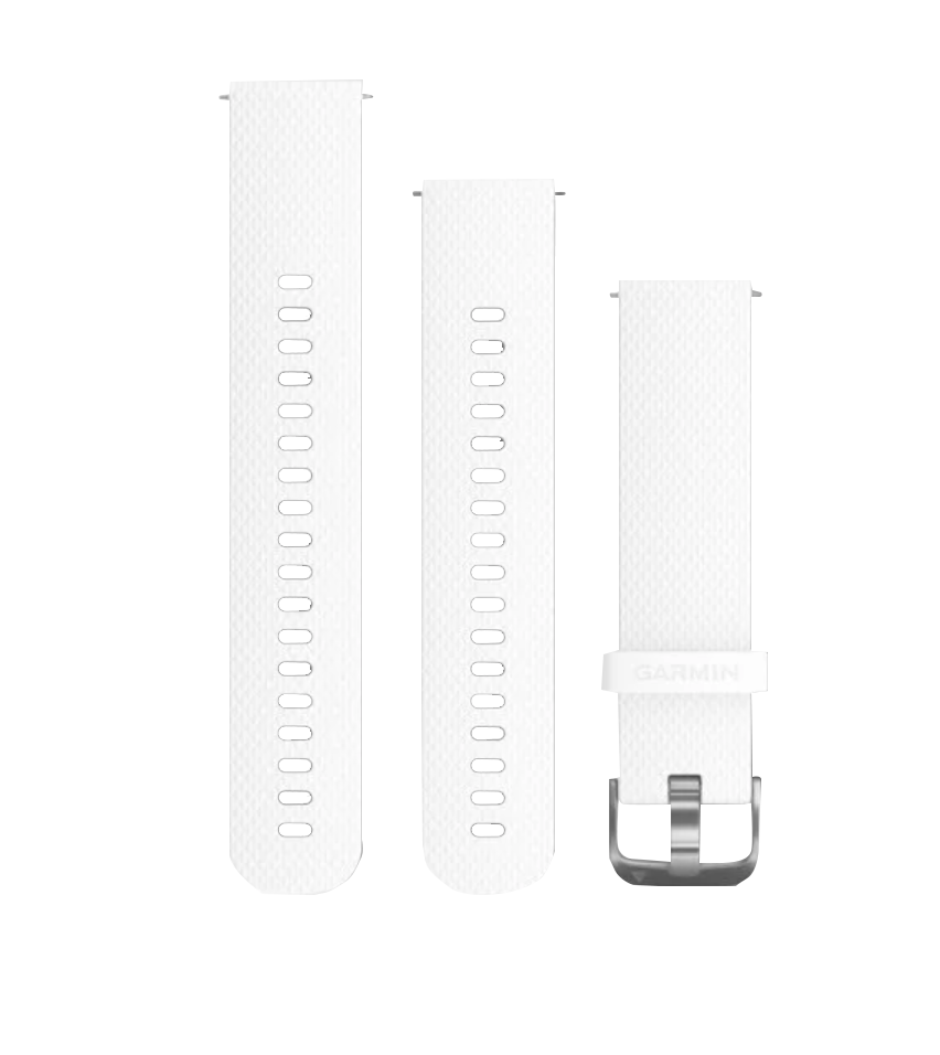 Correas de liberación rápida Garmin (20 mm) blancas con herrajes plateados