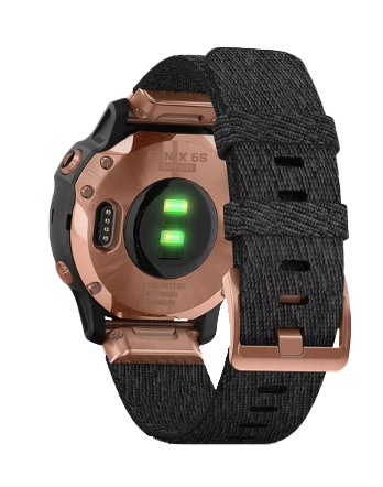 Garmin Fenix ​​6S en tono oro rosa zafiro con correa de nailon negra jaspeada (010-02159-36)