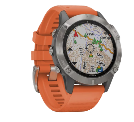 Garmin Fenix 6 Sapphire Titanium with Ember Orange Band (010-02158-13)