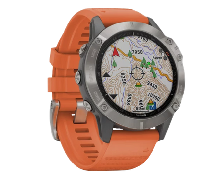 Garmin Fenix 6 Sapphire Titanium with Ember Orange Band (010-02158-13)