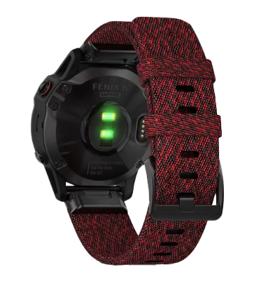 Garmin Fenix 6 Sapphire Black DLC with Heathered Red Nylon Band (010-02158-16)