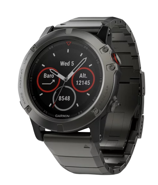 Reloj inteligente Garmin Fenix ​​5X con GPS, color gris pizarra y correa de metal (reacondicionado certificado por Garmin)