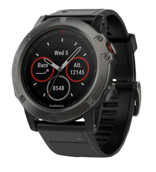 Reloj inteligente Garmin Fenix ​​5X con GPS, color gris pizarra y correa negra (reacondicionado certificado por Garmin)