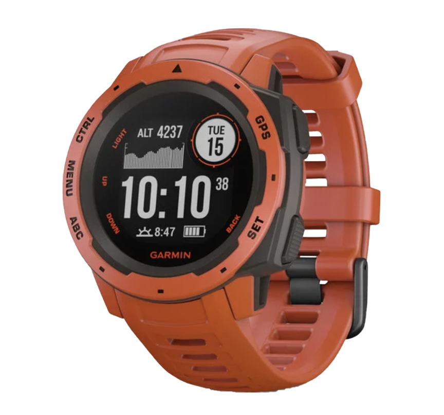 Reloj inteligente resistente con GPS Garmin Instinct, color rojo fuego (reacondicionado certificado por Garmin)