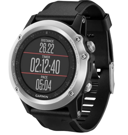 Reloj inteligente Garmin Fenix ​​3 HR con bisel plateado y correa negra y GPS (reacondicionado certificado por Garmin)