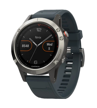 Garmin Fenix ​​5, plateado con correa azul granito, reloj inteligente con GPS (reacondicionado certificado por Garmin)