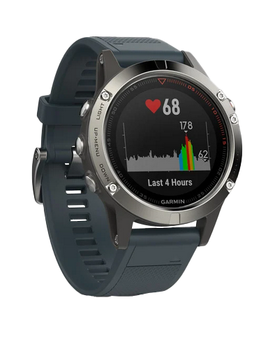 Garmin Fenix ​​5, plateado con correa azul granito, reloj inteligente con GPS (reacondicionado certificado por Garmin)