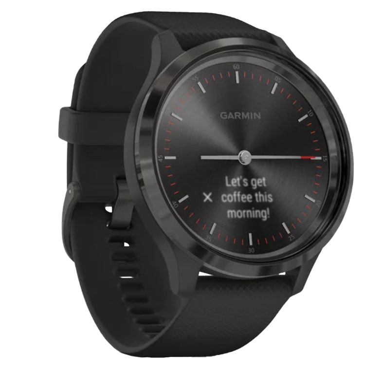 Garmin Vívomove 3, bisel de pizarra con correa de silicona negra, reloj inteligente con GPS (reacondicionado certificado por Garmin)